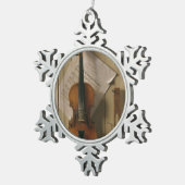 静物画、バイオリンおよび音楽 スノーフレークピューターオーナメント (右)