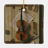 静物画、バイオリンおよび音楽 セラミックオーナメント (裏面)