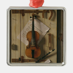 静物画、バイオリンおよび音楽 メタルオーナメント