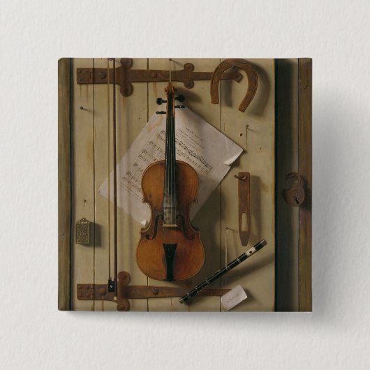 静物画、バイオリンおよび音楽 缶バッジ (正面)