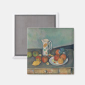 静物画 ミルクピッチャーとテーブルの上の果物 セザンヌ マグネット (正面/裏面)