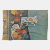 静物画 ミルク差しとテーブルの上の果物 セザンヌ キッチンタオル (横)