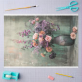静物画、花瓶と鮮やかな田舎風の紫の花 薄葉紙 (クラフト)