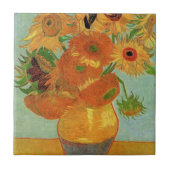 静物画 - 花瓶に十二本のひまわり、ゴッホ タイル (正面)