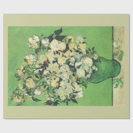 静物画 - 花瓶に生けたピンクのバラ、ゴッホ ラッピングペーパー