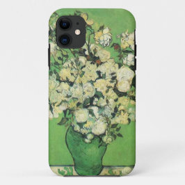 静物画 - 花瓶に生けたピンクのバラ、ゴッホ iPhone 11 ケース