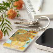 静物画- 12のヒマワリゴッホが付いているつぼ キーホルダー (正面右)