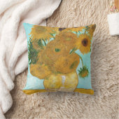 静物画- 12のヒマワリゴッホが付いているつぼ クッション (ブランケット)
