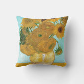 静物画- 12のヒマワリゴッホが付いているつぼ クッション (裏面)