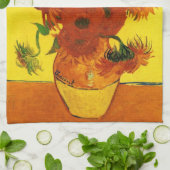 静物花瓶15本のひまわり ヴィンセント・ヴァン・ゴッホ キッチンタオル (折り畳み)