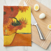 静物花瓶15本のひまわり ヴィンセント・ヴァン・ゴッホ キッチンタオル (四つ折り)