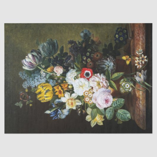 静物花絵を描付き 薄葉紙 (正面)