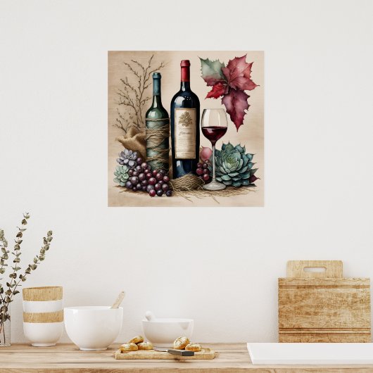 静物詩：ワイン1 ポスター (キッチン)
