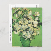 静物詩 – Pink Roses in a Vincent anゴッホ、 ポストカード (正面/裏面)