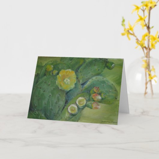 静物 – 咲くサボテン カード (黄色い花)