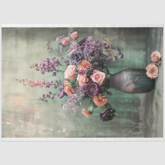 静物、花瓶、紫鮮やかの素朴フローラ 薄葉紙 (正面)