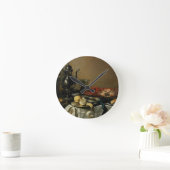 静物, 1643 (パネル上の油) ラウンド壁時計 (ホーム)