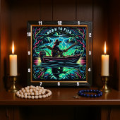 静生まれ水に浮かぶ魚を釣る スクエア壁時計