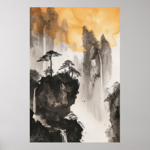 静穏中国の風景絵を描のポスター ポスター