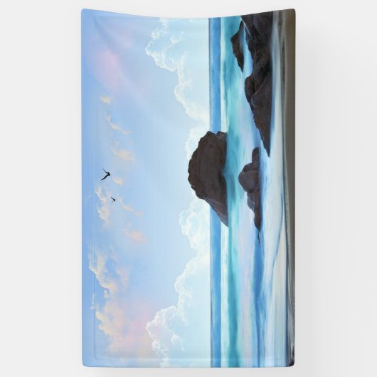 静穏、雲、静かな美しい 横断幕 (縦)