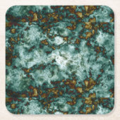静脈との緑の大理石の質 スクエアペーパーコースター (正面)