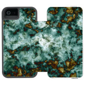 静脈との緑の大理石の質 INCIPIO iPhoneウォレットケース (フォリオ Open)