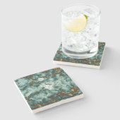 静脈のある緑の大理石のテクスチャ ストーンコースター (横)