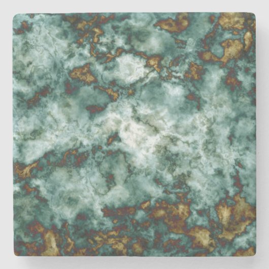 静脈のある緑の大理石のテクスチャ ストーンコースター (正面)