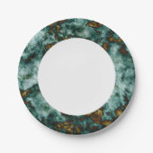 静脈のある緑の大理石のテクスチャ ペーパープレート (正面)