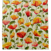 静脈カラフル付きチューリップ離れのパターン シャワーカーテン (正面)