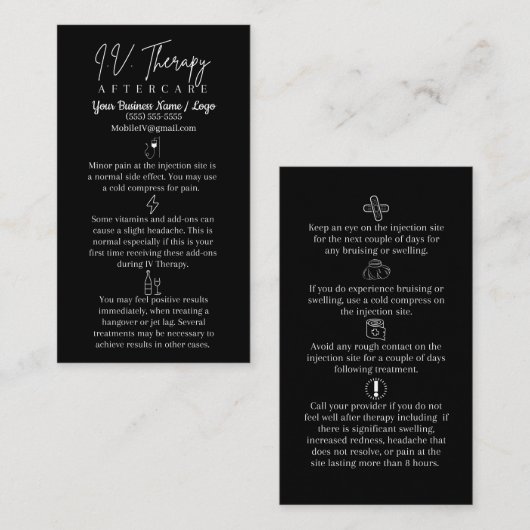 静脈内セラピー輸液アフターケアカード 名刺 (正面/裏面)
