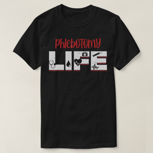 静脈切開術フロボトミスト注射ライフ献血 Tシャツ (デザイン正面)