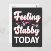 静脈穿刺術を引き出す静脈切開術ユーモア注射器 ポストカード (正面/裏面)