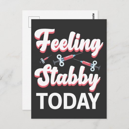 静脈穿刺術を引き出す静脈切開術ユーモア注射器 ポストカード (正面/裏面)