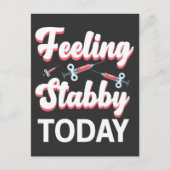 静脈穿刺術を引き出す静脈切開術ユーモア注射器 ポストカード (正面)