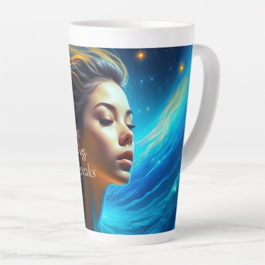 静話さ | Meditation Sevanial Art カフェラテマグ (右アングル)