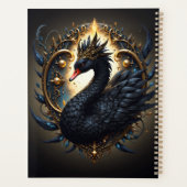 静謐なる優雅さのオブシディアンの白鳥 - ダークファンタジー プランナー手帳 (裏面)