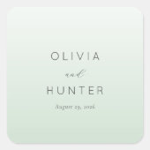 静謐なミントのミニマルな結婚式の招待状 スクエアシール (正面)