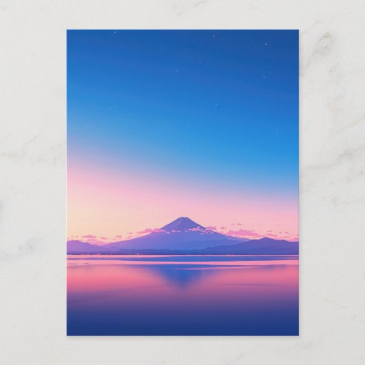 静謐な紫色の山湖の夕焼け ポストカード (正面)