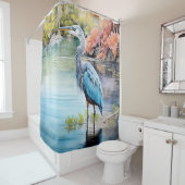 静謐な陛下:ブルーヘロンヘブンシャワーカーテン シャワーカーテン (インサイチュ)