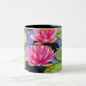 静鮮やかかな池に睡蓮 ツートーンマグカップ (中央)