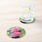 静鮮やかかな池に睡蓮 ラウンドペーパーコースター (インサイチュ)