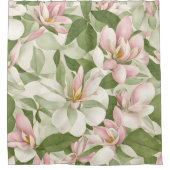 非タイルヴィンテージピンクと白マグノリアス シャワーカーテン (正面)