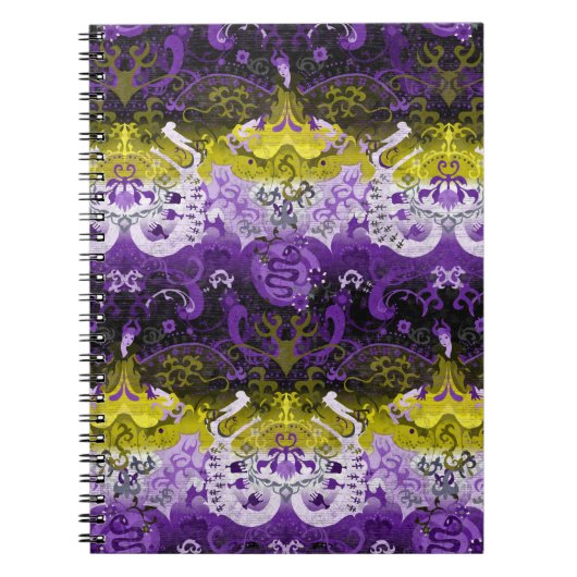 非バイナリドラゴンダマスク – 非バイナリプライドフラグ ノートブック (正面)