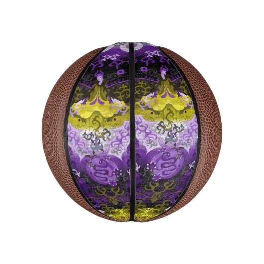 非バイナリドラゴンダマスク – 非バイナリプライドフラグ ミニバスケットボール (縦)