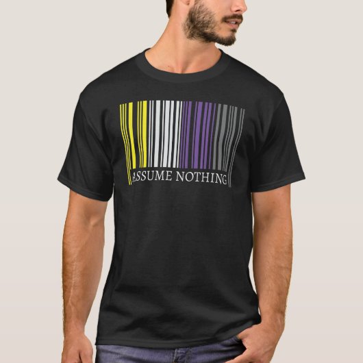 非バイナリフラグバーコードエンビープライドNを仮定 Tシャツ (正面)