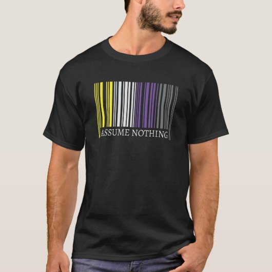 非バイナリフラグバーコードエンビープライドNを仮定 Tシャツ (正面)