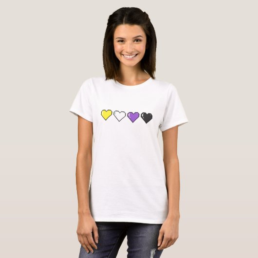 非バイナリフラグピクセルハート Tシャツ (正面フル)