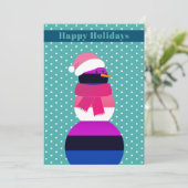 非バイナリフラグ雪だるまクリスマスホリデーカード シーズンカード (スタンド正面)