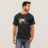 非バイナリフラグLGBTQネコプライドCat 1 Tシャツ (正面フル)